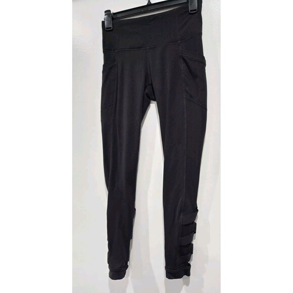 Athleta High Rise Cut Out Chaturanga Tight Black Leggings Sz SP Criss Cross Back - Picture 3 of 9